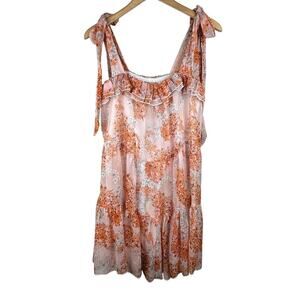 Stella Dallas Ruffled Chiffon Tie Strap Floral Babydoll Dress - Size‎ Medium